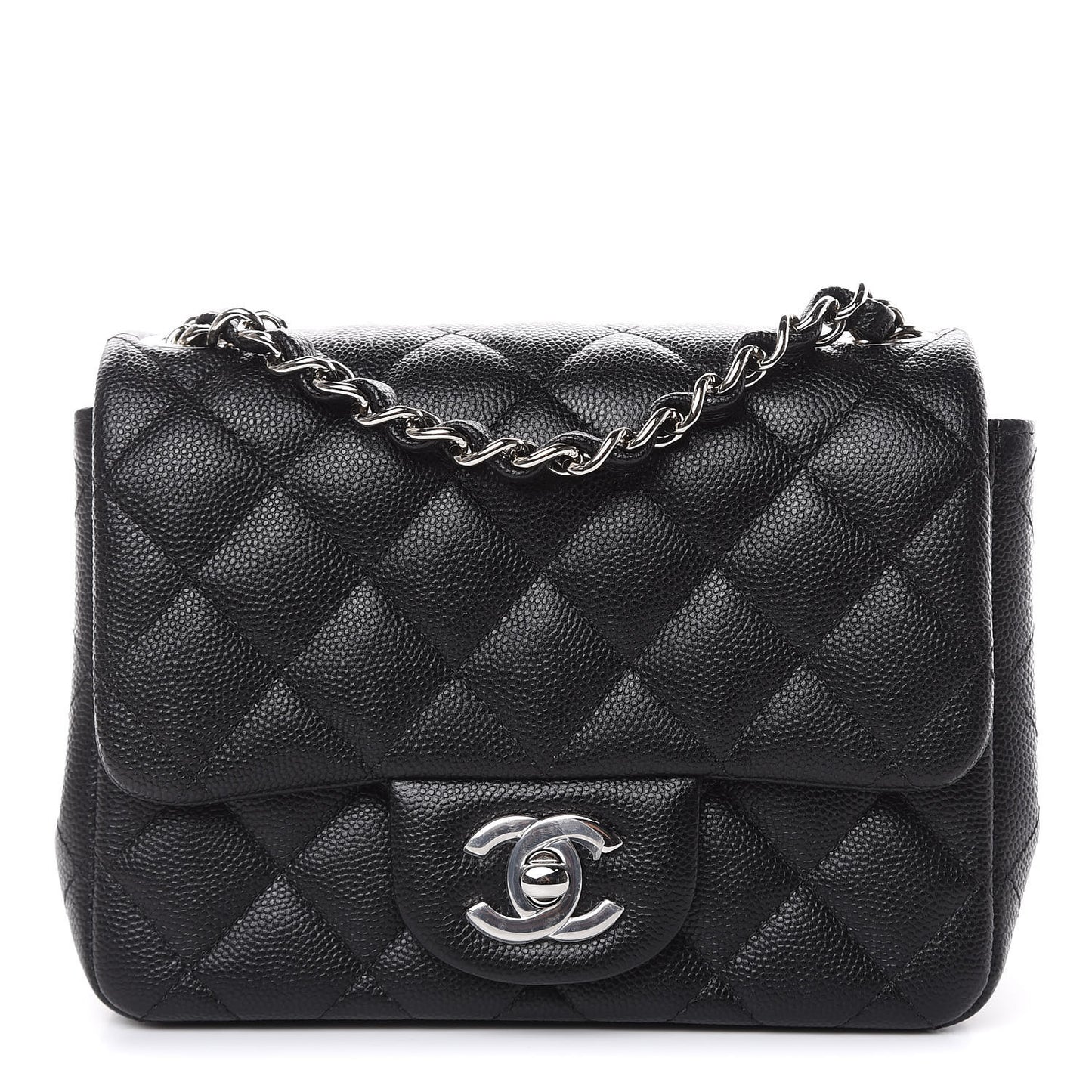 Caviar Quilted Mini Square Flap Black