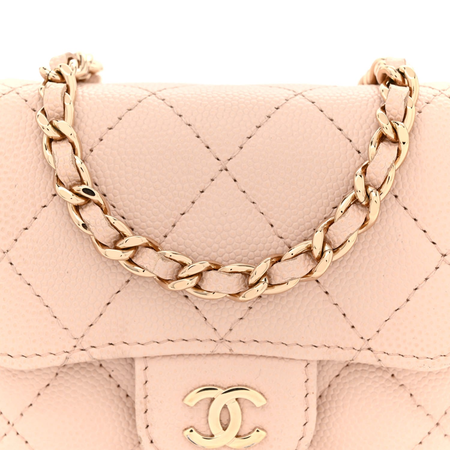 Chanel Caviar Quilted Mini Clutch With Chain Light Beige 9 of 14