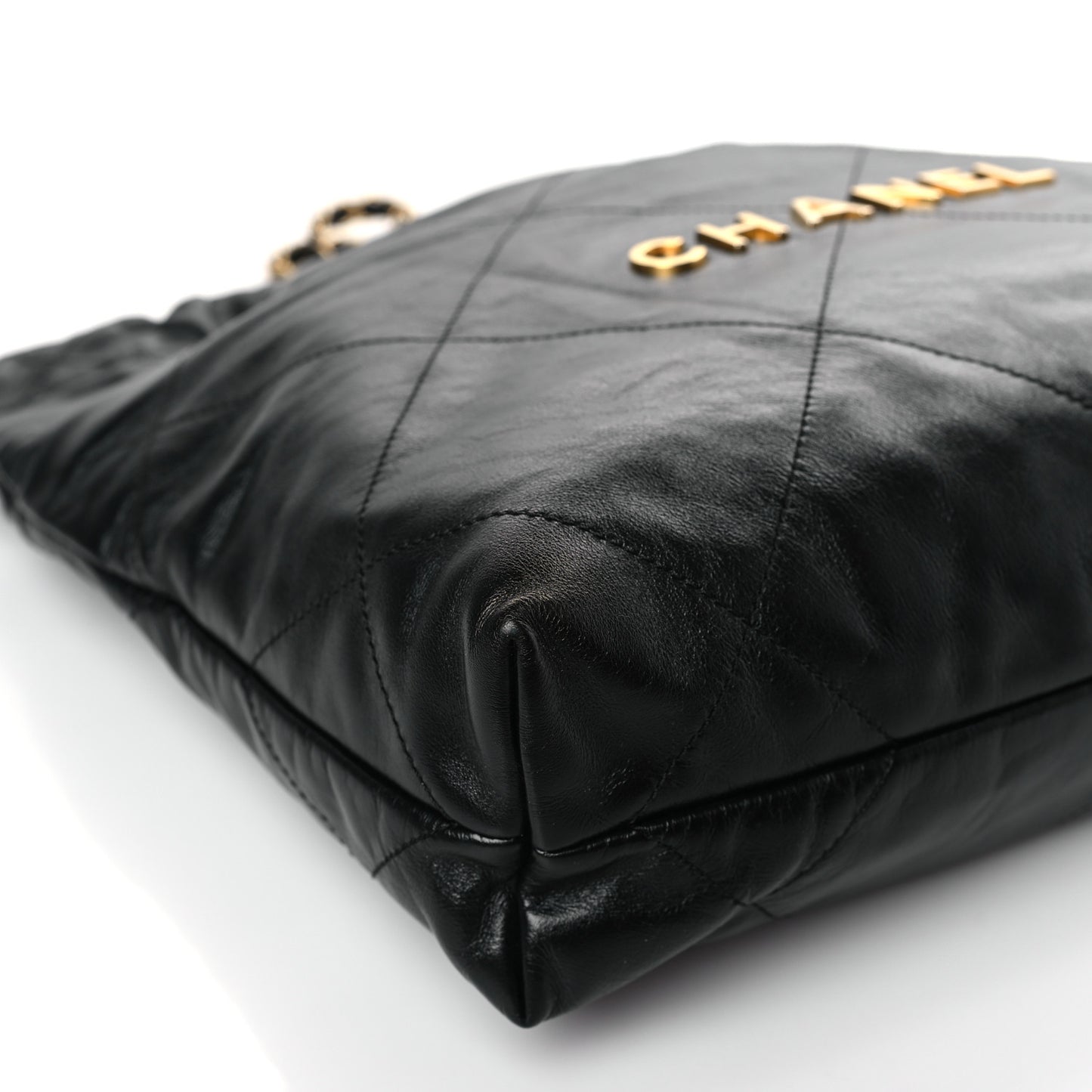 Shiny Calfskin Quilted Small Chanel 22 Black