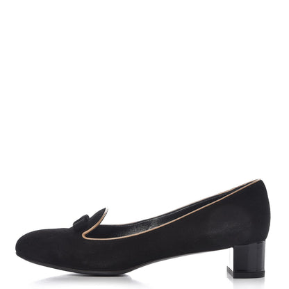 Louis Vuitton Suede Uniformes Bow Pumps 36.5 Black 1 of 10