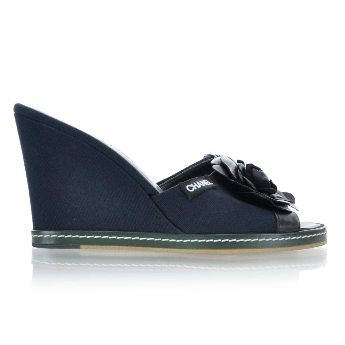 Canvas Camellia Wedge Sandals 39
