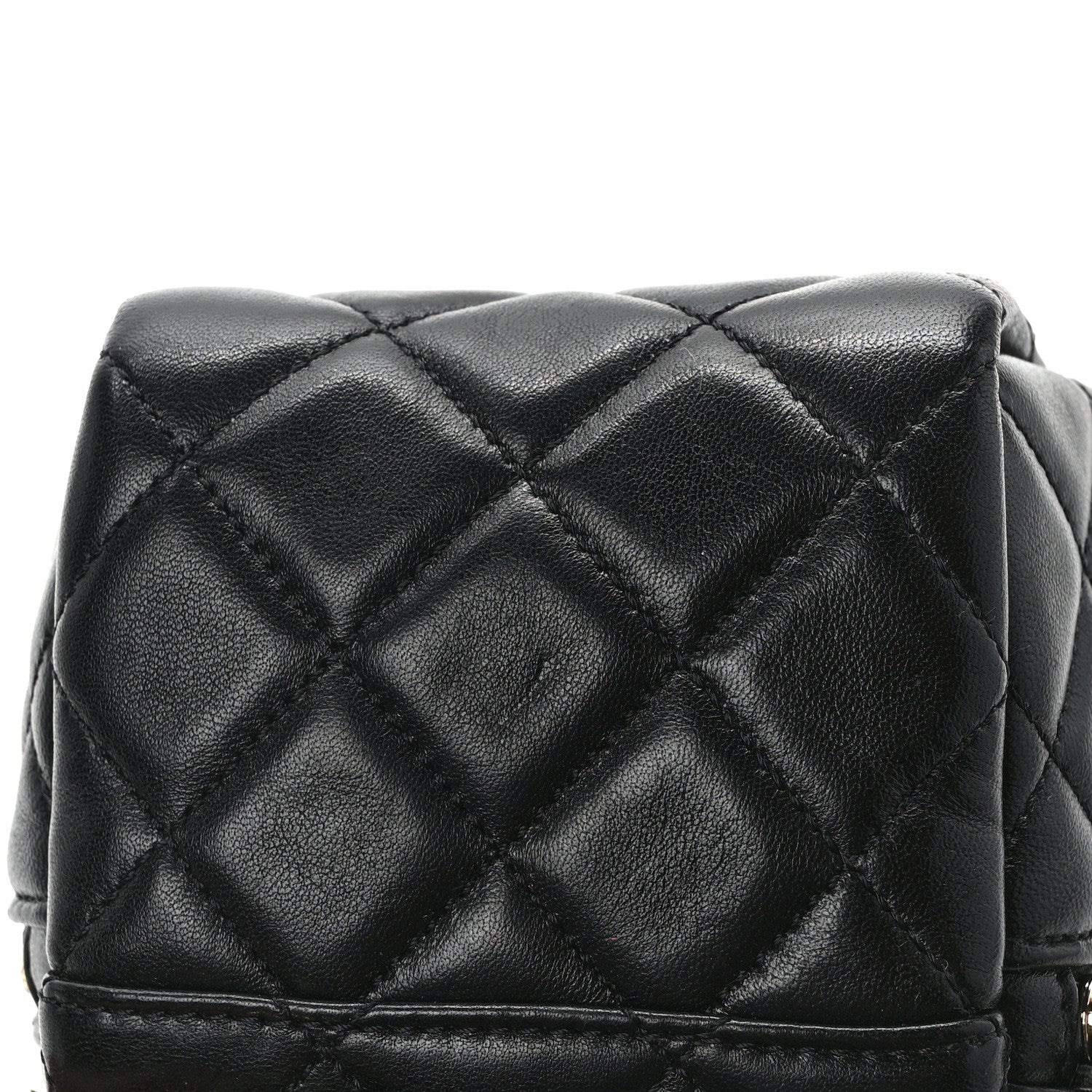 Chanel Lambskin Quilted Cube Chain Wristlet Case Black 12 of 14