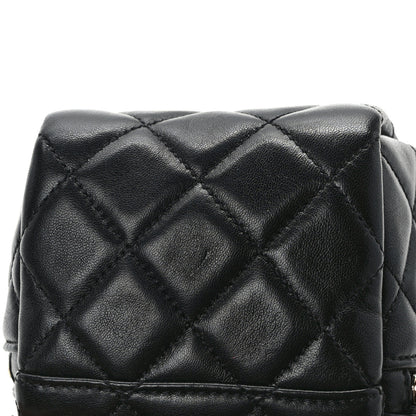 Chanel Lambskin Quilted Cube Chain Wristlet Case Black 12 of 14