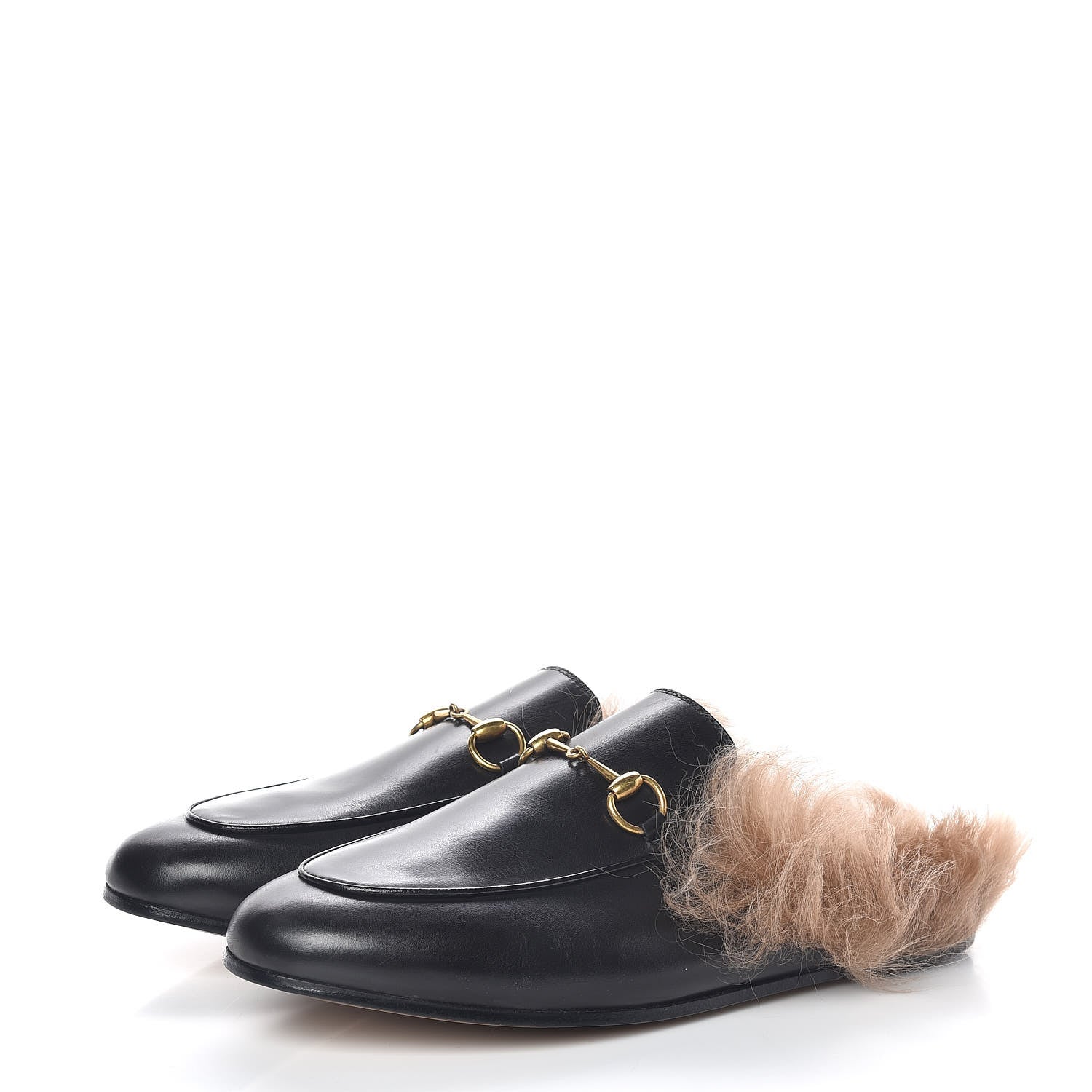Gucci Calfskin Fur Womens Princetown Slippers 38.5 Black 3 of 7