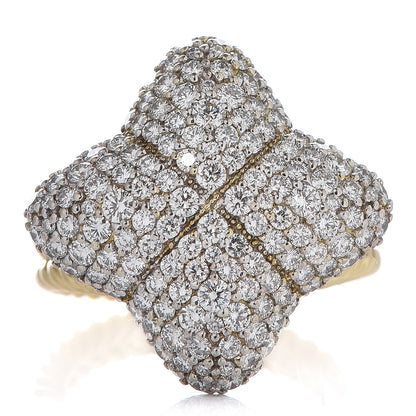 David Yurman 18K Yellow Gold Pave Diamond 23mm Quatrefoil Ring 54 7 1 of 6