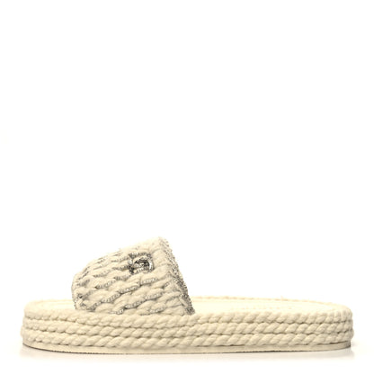 Chanel Braided Knit CC Mules 39 Ecru 1 of 9