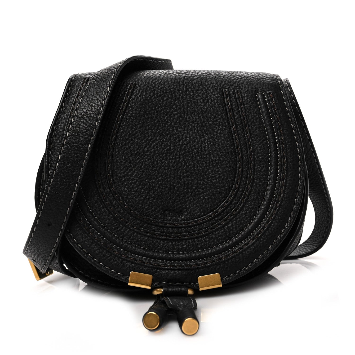 Chloe Calfskin Mini Marcie Round Crossbody Bag Black 1 of 8