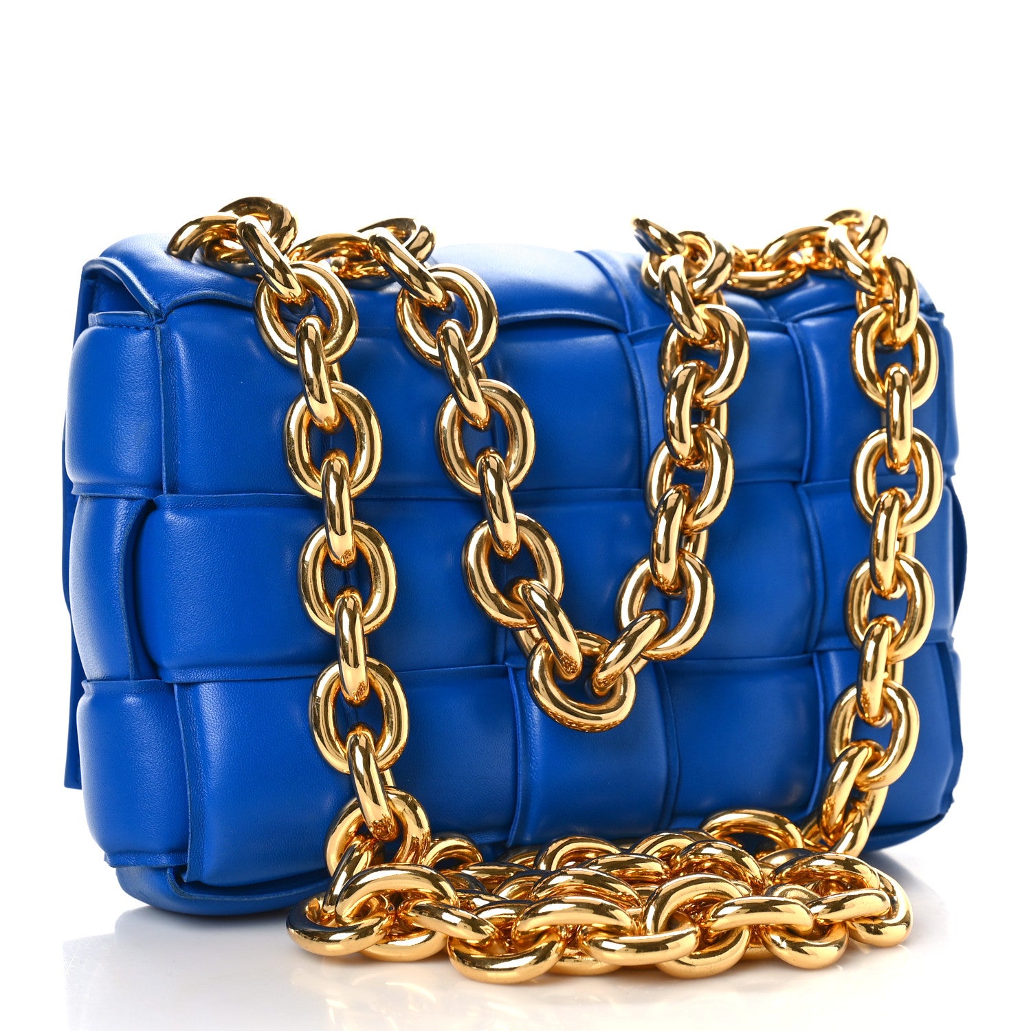 Bottega Veneta Lambskin Maxi Intreccio Padded Chain Cassette Crossbody Bag Cobalt 3 of 9