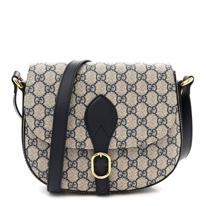 Gucci GG Supreme Monogram Small Messenger Shoulder Bag Beige Blue Navy 1 of 23
