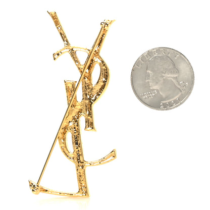 Saint Laurent Monogram Crocodile Opyum Brooch Gold 2 of 3