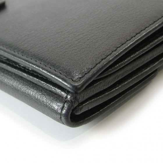 Leather CC Camelia Flap Wallet Black