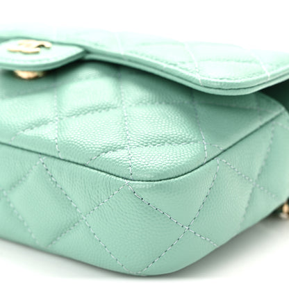 Chanel Caviar Quilted Flap Phone Holder With Chain Turquoise 11 of 11