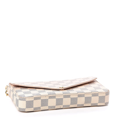 Louis Vuitton Damier Azur Pochette Felicie Chain Wallet Rose Ballerine 4 of 12