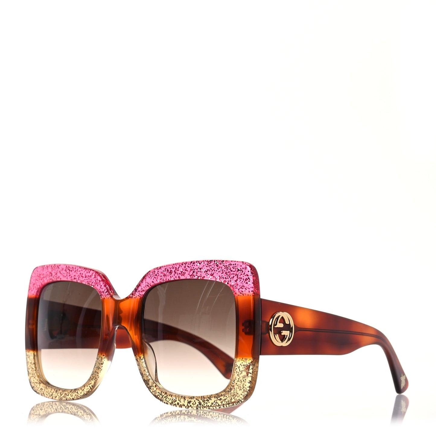 Square Frame GG0083S Sunglasses Glitter Pink Multi