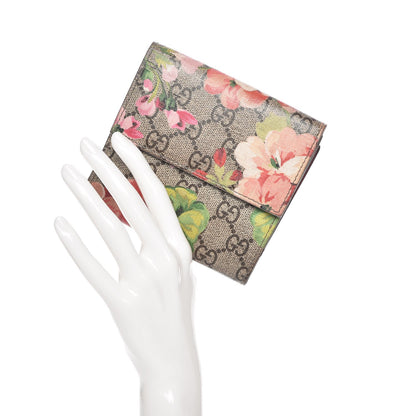 Gucci GG Supreme Monogram Blooms French Flap Wallet Beige Multicolor Dry Rose 2 of 10