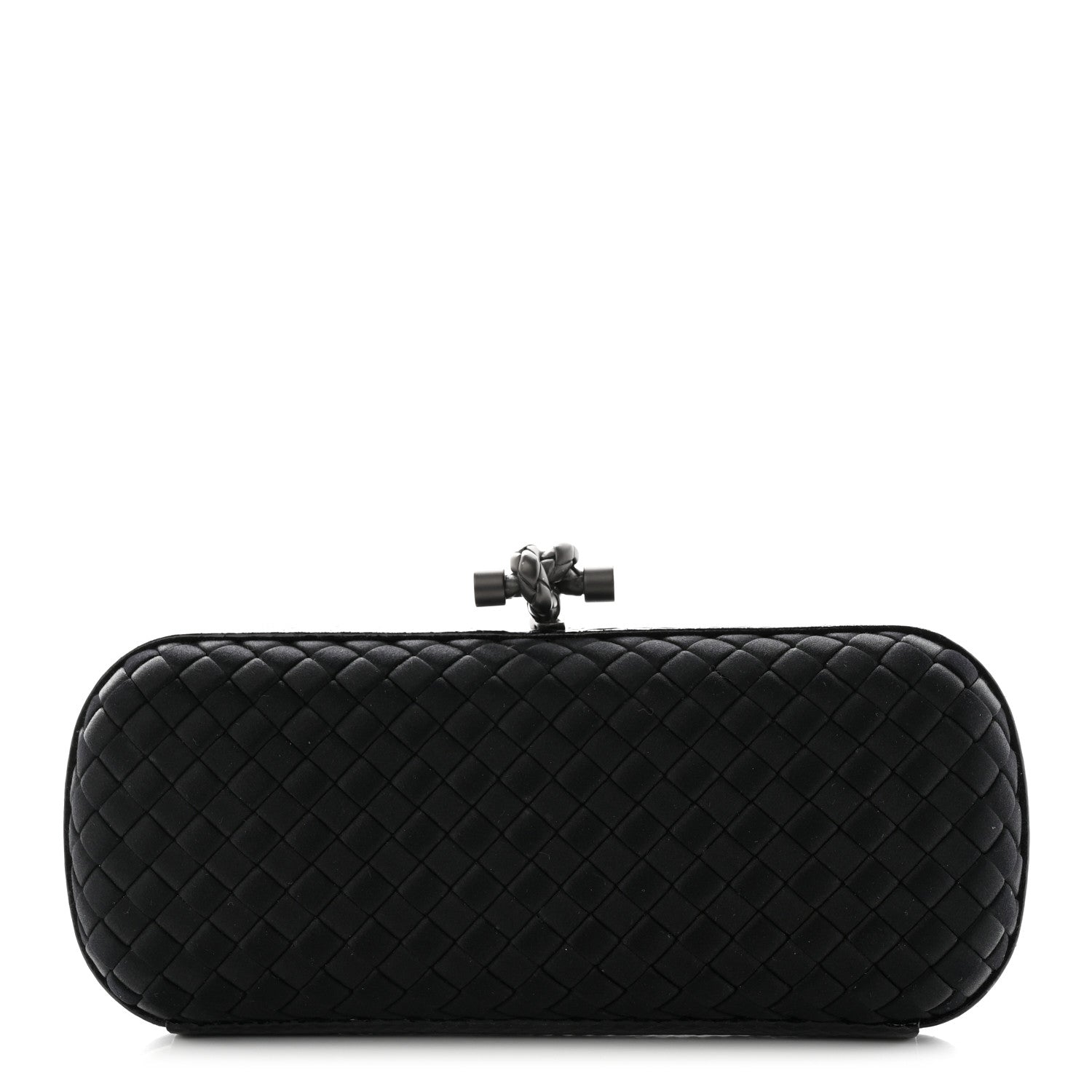 Bottega Veneta Satin Ayers Intreccio Impero Stretch Knot Clutch Black 1 of 9