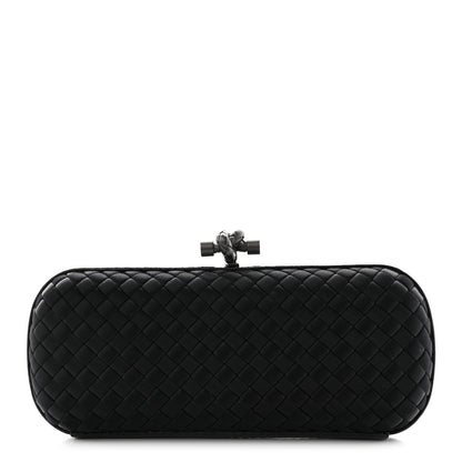 Bottega Veneta Satin Ayers Intreccio Impero Stretch Knot Clutch Black 1 of 9