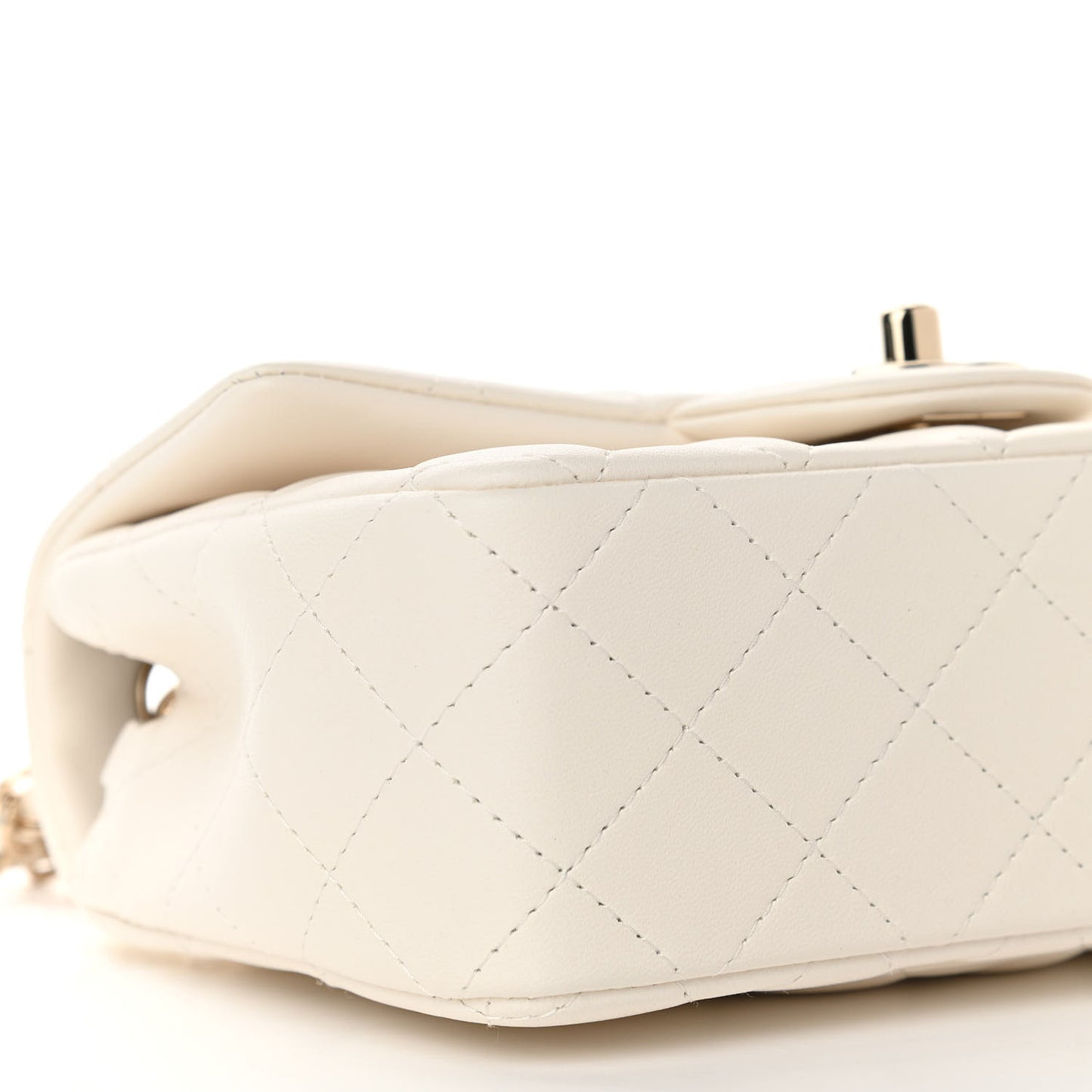 Lambskin Quilted Mini Rectangular Flap White