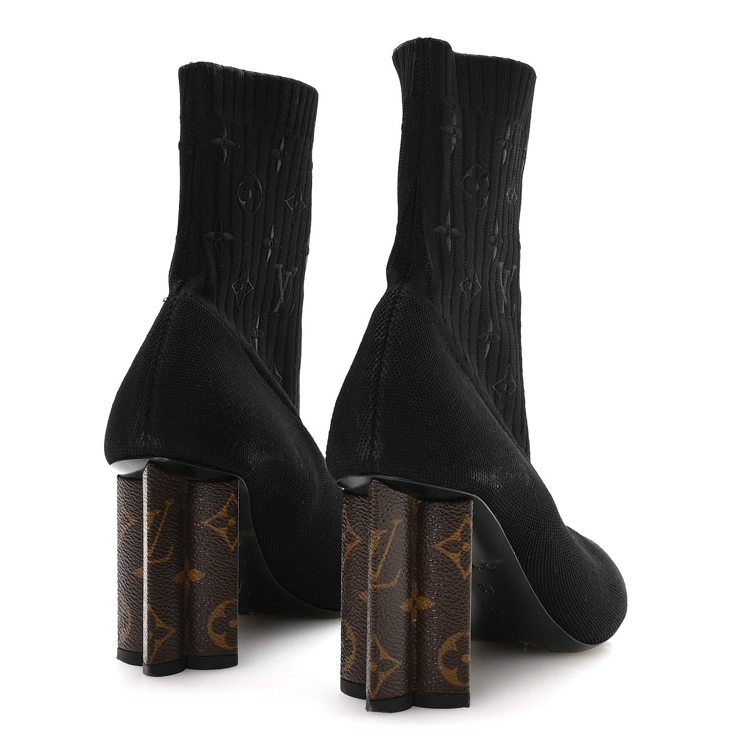 Louis Vuitton Monogram Stretch Fabric Silhouette Ankle Boots 39 Black 5 of 7