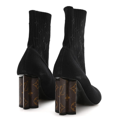 Louis Vuitton Monogram Stretch Fabric Silhouette Ankle Boots 39 Black 5 of 7
