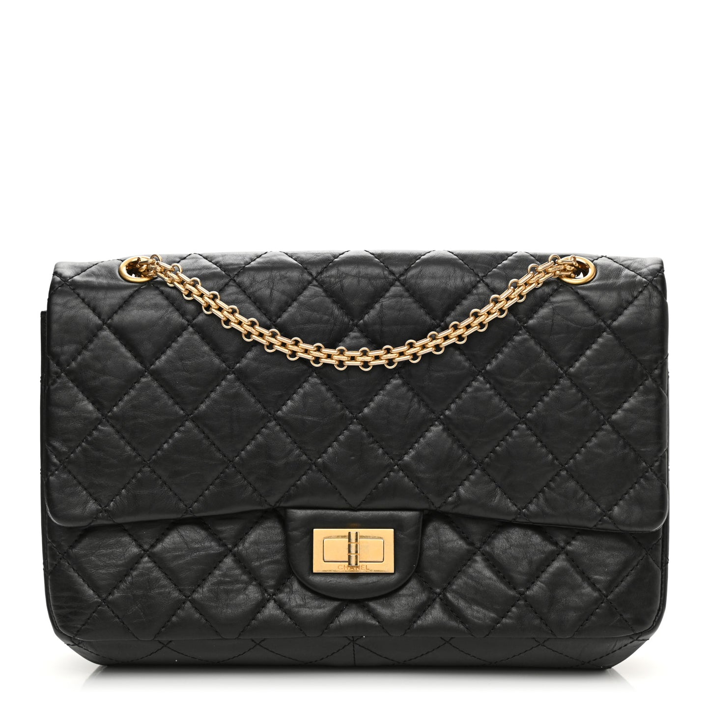 Aged Calfskin Quilted 2.55 Reissue 227 Flap Black