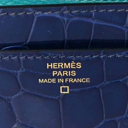 Hermes Shiny Alligator Verso Constance Long Wallet Bleu Saphir Bleu Paon 6 of 8