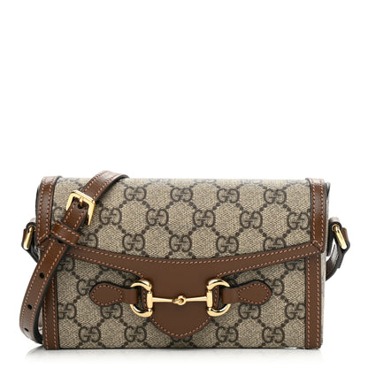 Gucci GG Supreme Monogram Mini Horsebit 1955 Shoulder Bag Beige Brown Sugar 1 of 11