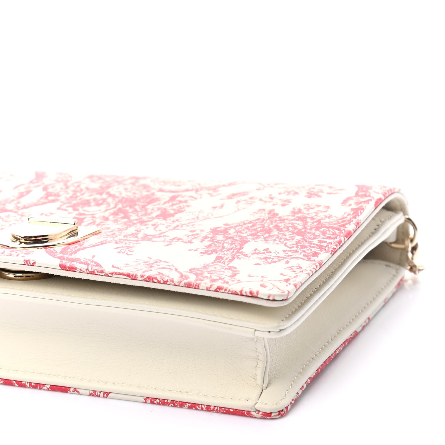 Patent Toile de Jouy Diorama Wallet On Chain Pouch Red