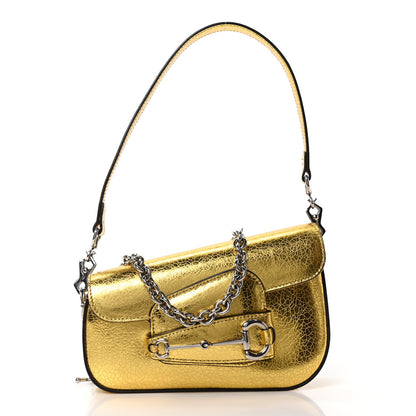 Gucci Metallic Demetra Mini Horsebit 1955 Asymmetric Shoulder Bag Gold 1 of 10