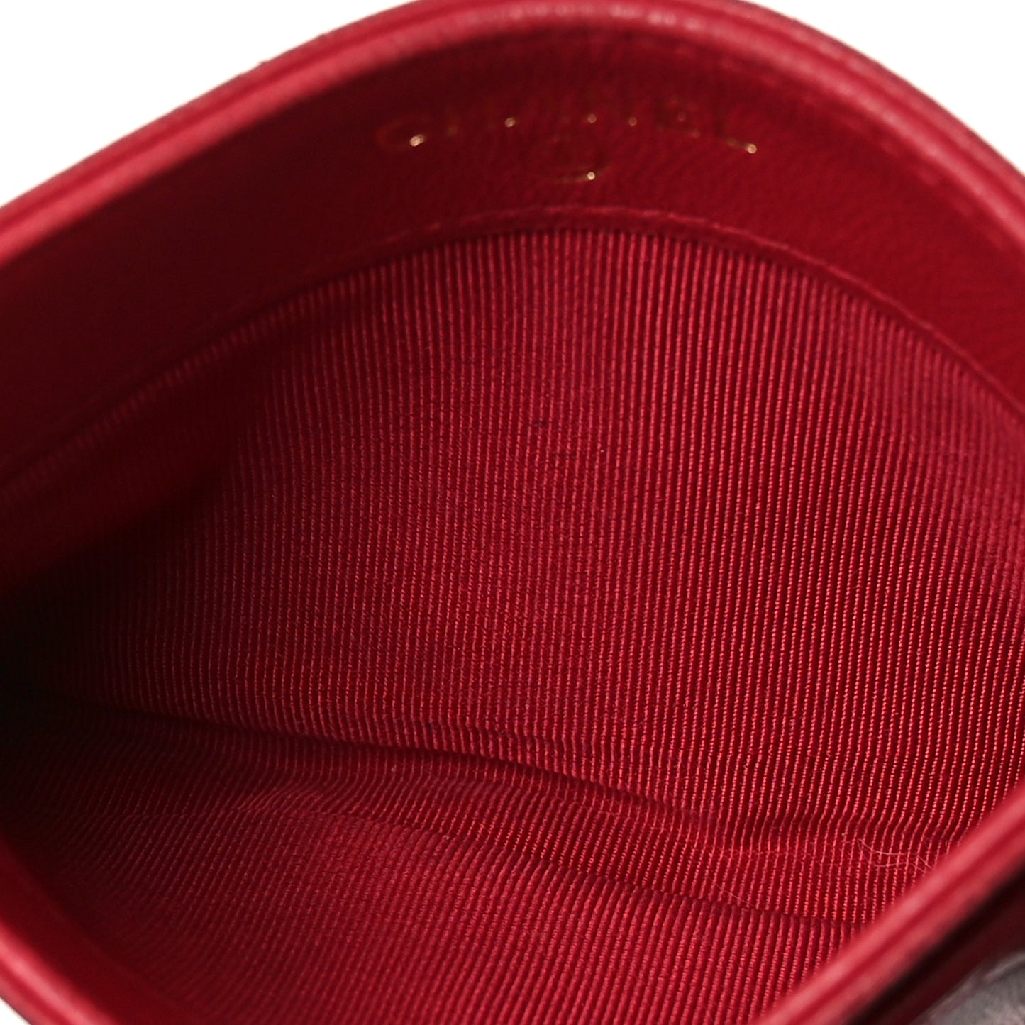 Lambskin Quilted Card Holder Red