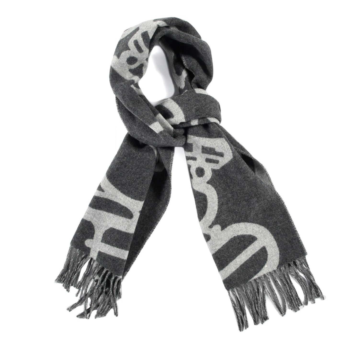 Cashmere Boucles et Camails Muffler Anthracite Gris Clair