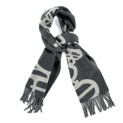 Hermes Cashmere Boucles et Camails Muffler Anthracite Gris Clair 1 of 3