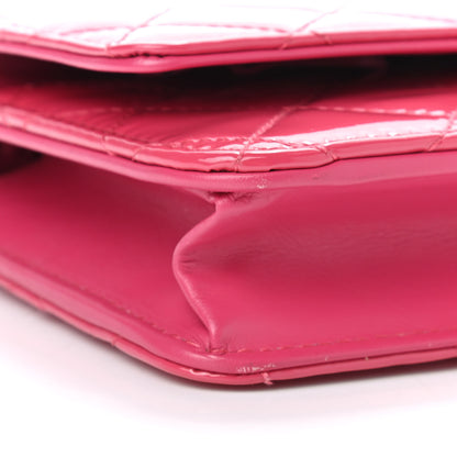 Chanel Patent Quilted Wallet On Chain WOC Fuchsia 10 of 11