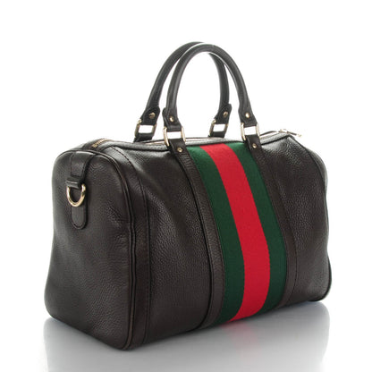 Gucci Calfskin Medium Vintage Web Boston Dark Brown 3 of 9