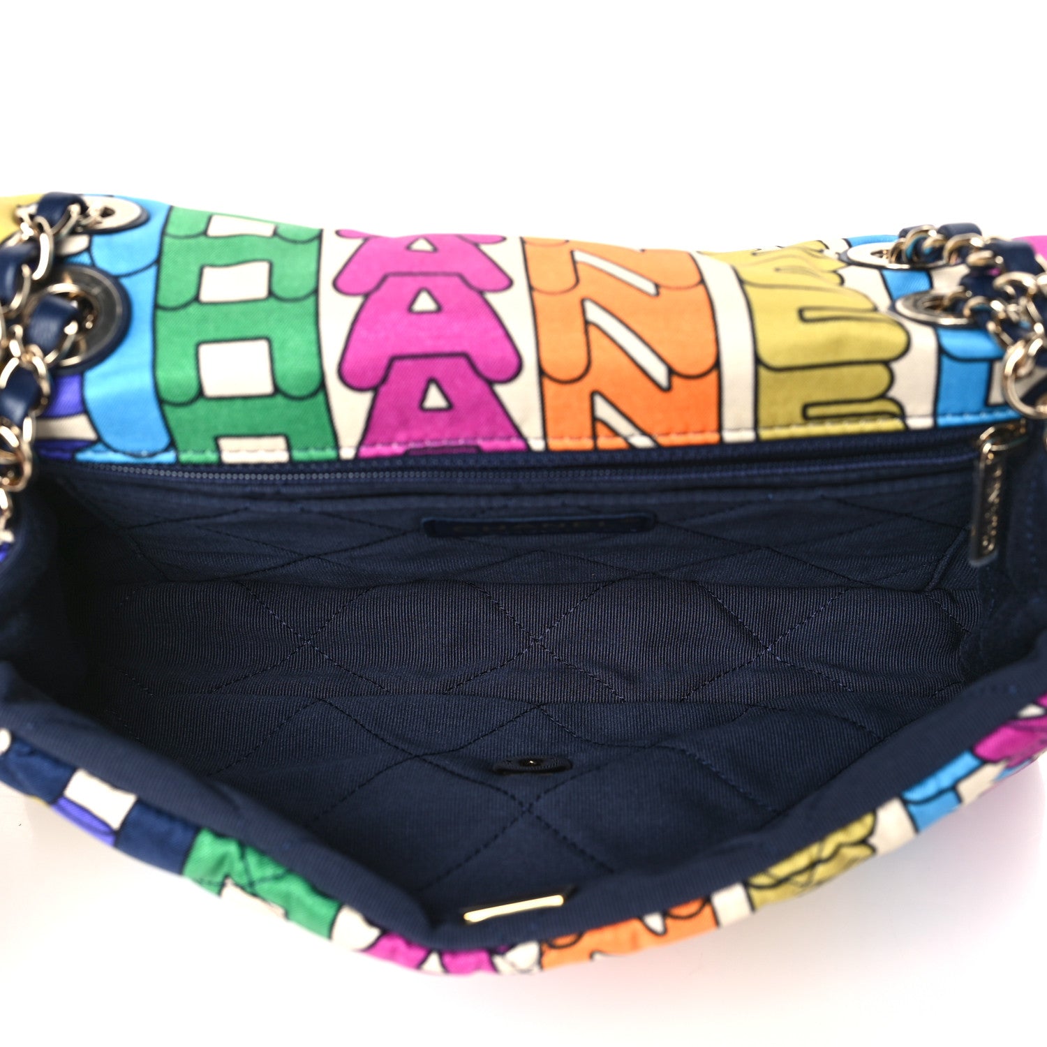 Chanel Printed Fabric Quilted Logo Single Flap Bag Multicolor 5 of 9