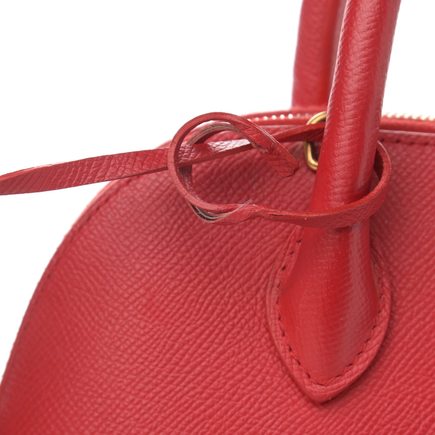 Signature Grained Calfskin Logo S Ville Top Handle Bag Rouge Lantern Black