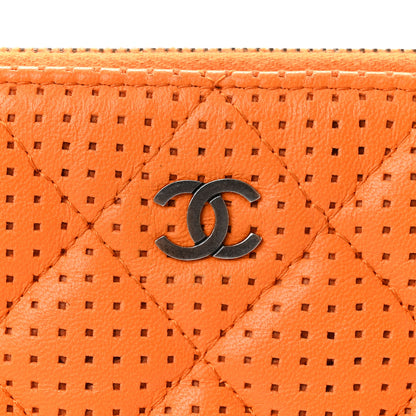 Chanel Perforated Lambskin Quilted Medium Cosmetic Case Orange 9 of 11