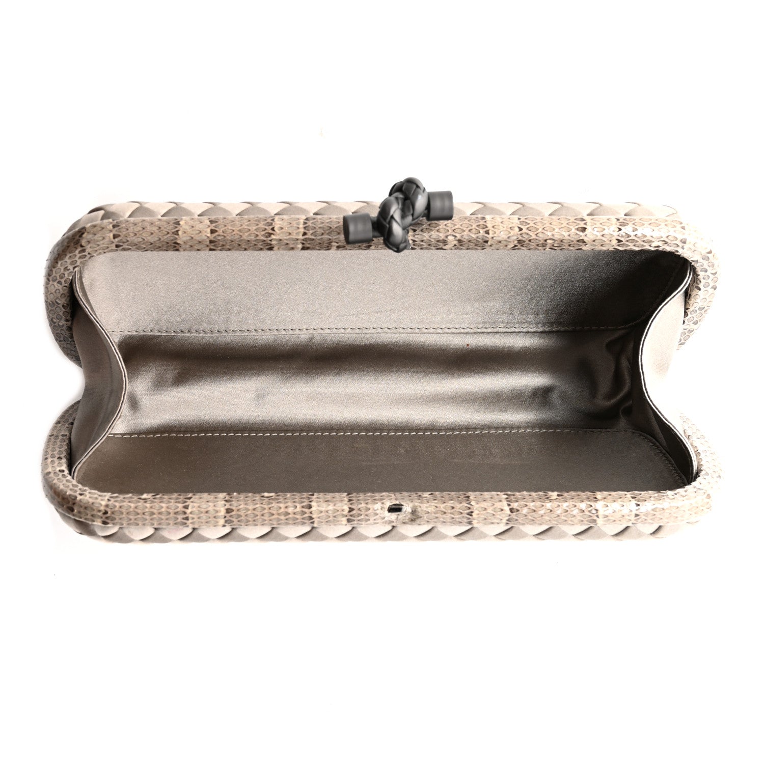 Bottega Veneta Satin Intreccio Impero Stretch Knot Clutch Limestone 5 of 7