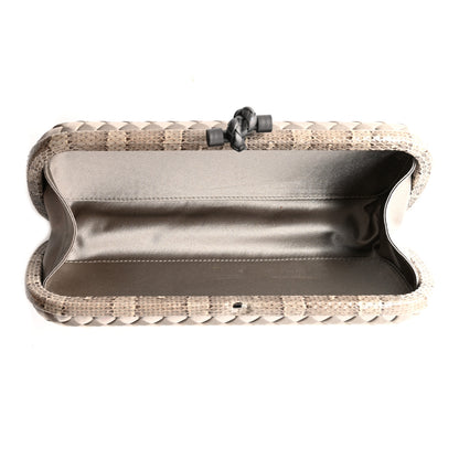 Bottega Veneta Satin Intreccio Impero Stretch Knot Clutch Limestone 5 of 7
