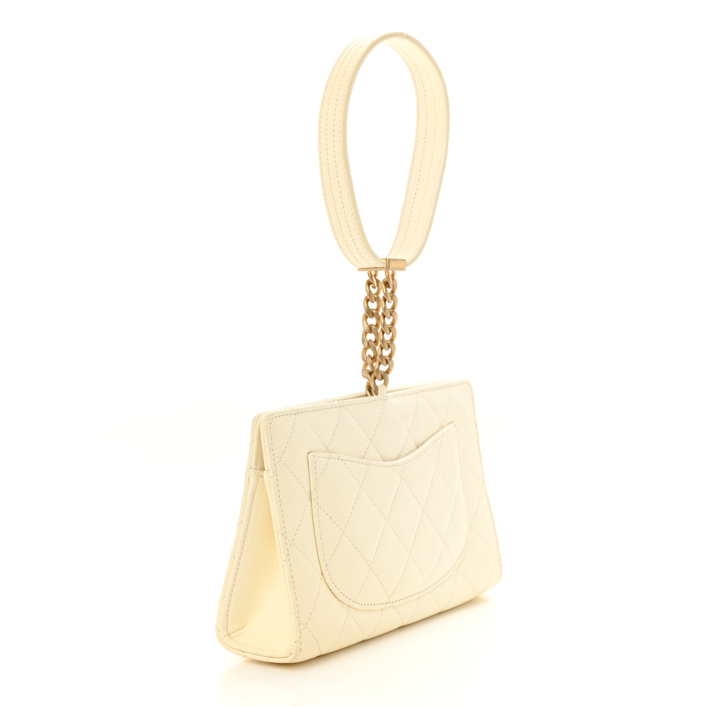Lambskin Quilted Evening By The Sea Clutch White