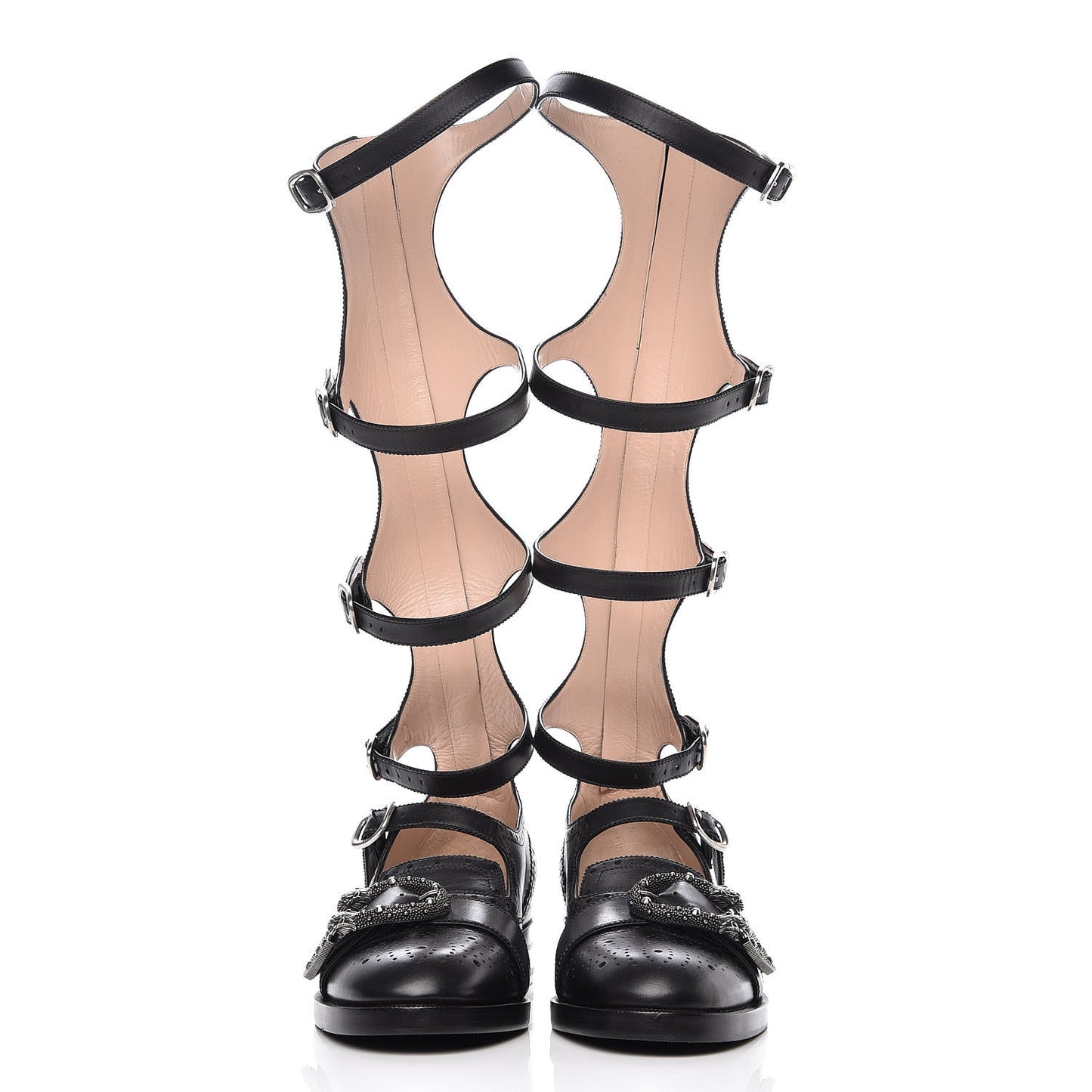 Calfskin Queercore Brogue Knee High Boots 39.5 Black