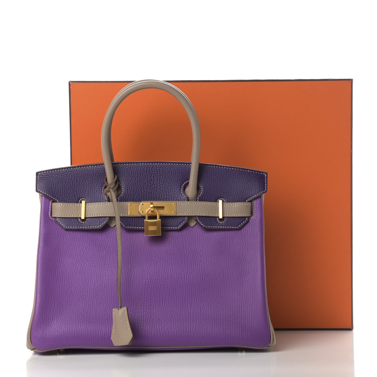 Chevre Mysore Horseshoe Birkin 30 Parme Violet Gris Tourterelle