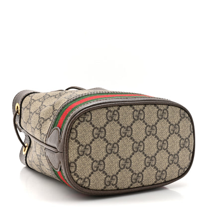 Gucci GG Supreme Monogram Web Mini Ophidia Bucket Bag Brown 4 of 11