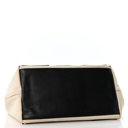 Balenciaga Cotton Canvas Satin Calfskin S Navy Cabas Natural Black 5 of 14