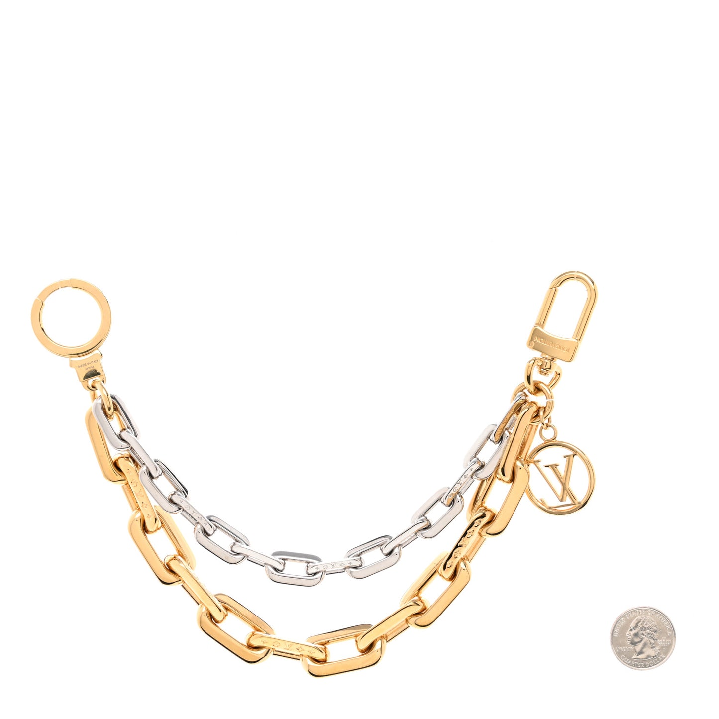 Metal LV Edge Chain Bag Charm Silver Gold