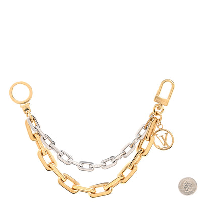Louis Vuitton Metal LV Edge Chain Bag Charm Silver Gold 2 of 4