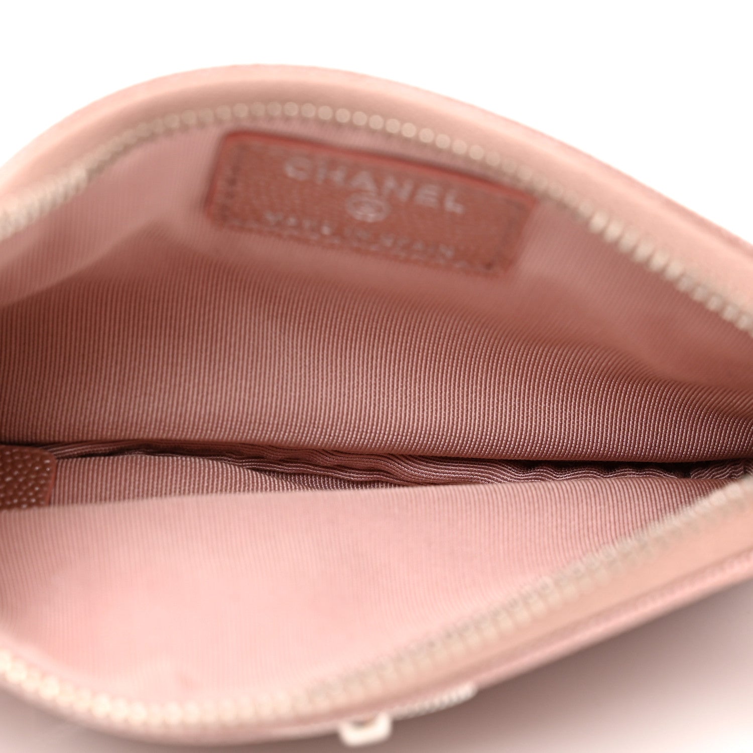 Chanel Metallic Caviar Chevron Quilted Small Vintage Mademoiselle Cosmetic Case Pink 5 of 8