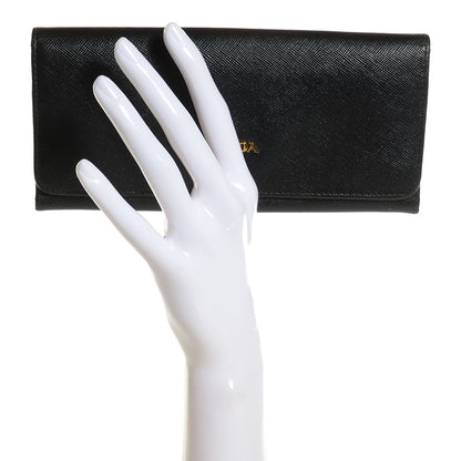 Prada Saffiano Metal Continental Flap Wallet Nero Black 2 of 9