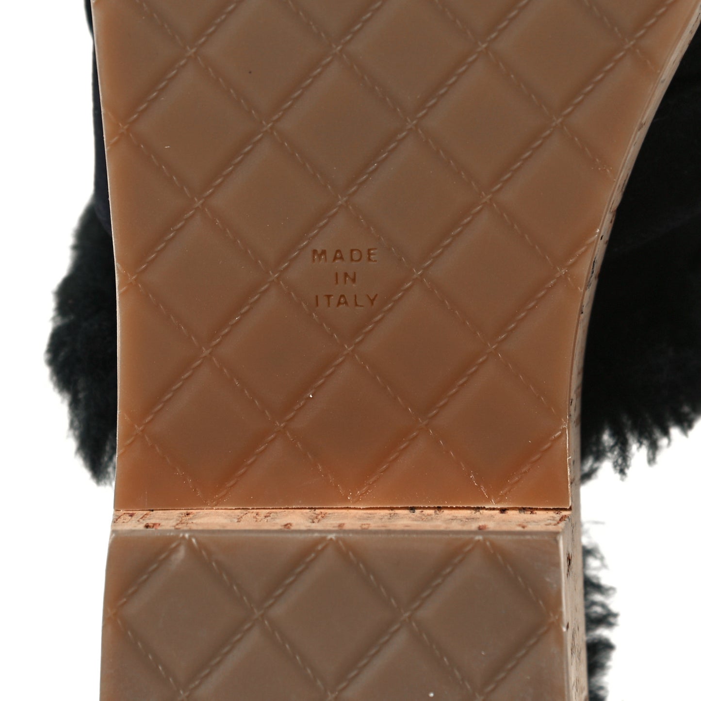 Suede Calfskin Shearling Turn Lock Clogs 39 Black