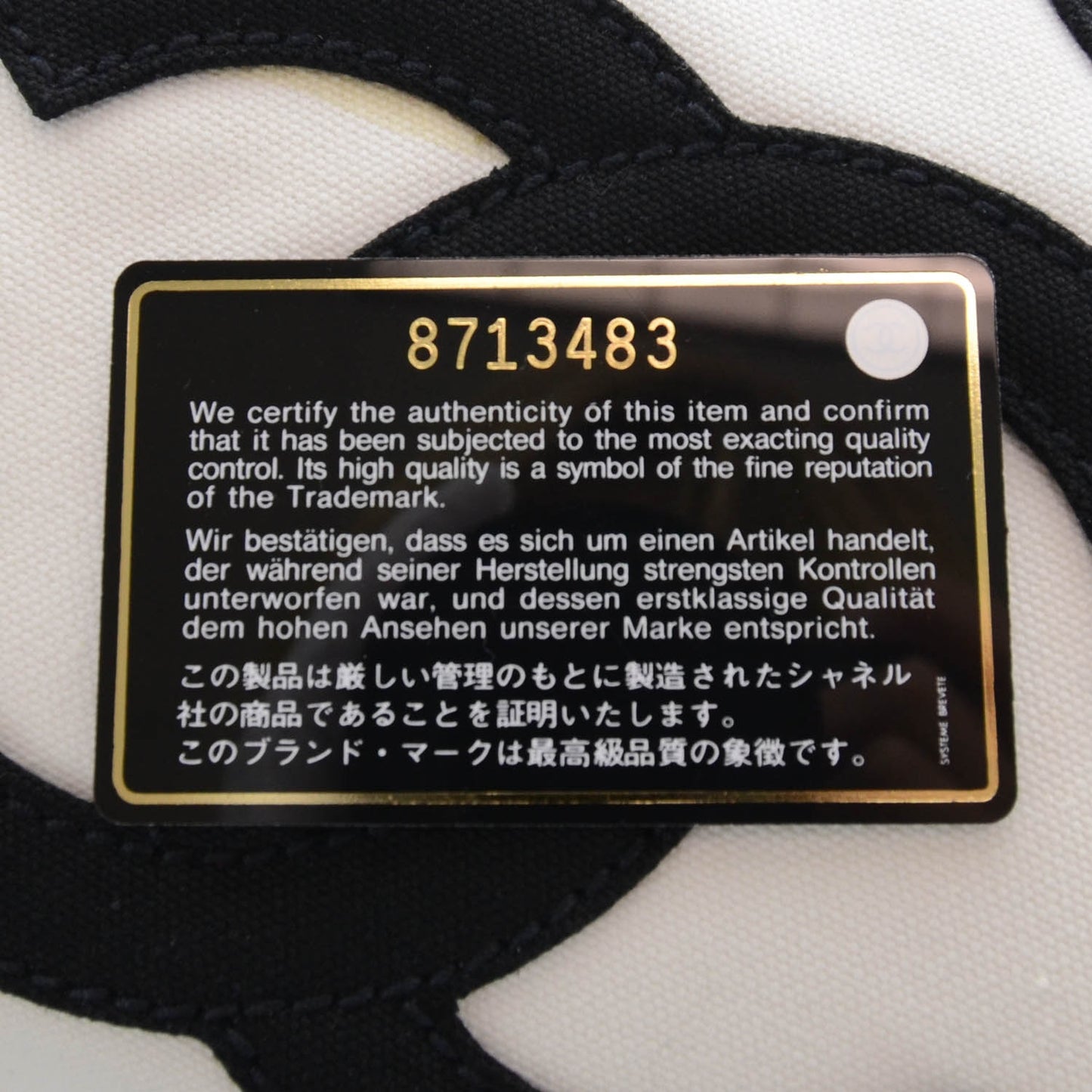 Canvas CC Handbag Black White